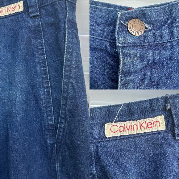 Calvin Klein Vintage 1980s Denim Trousers High Waist Pleated Straight Leg Jeans - Picture 5 of 8